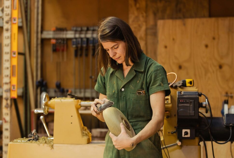 Woman in a shop working